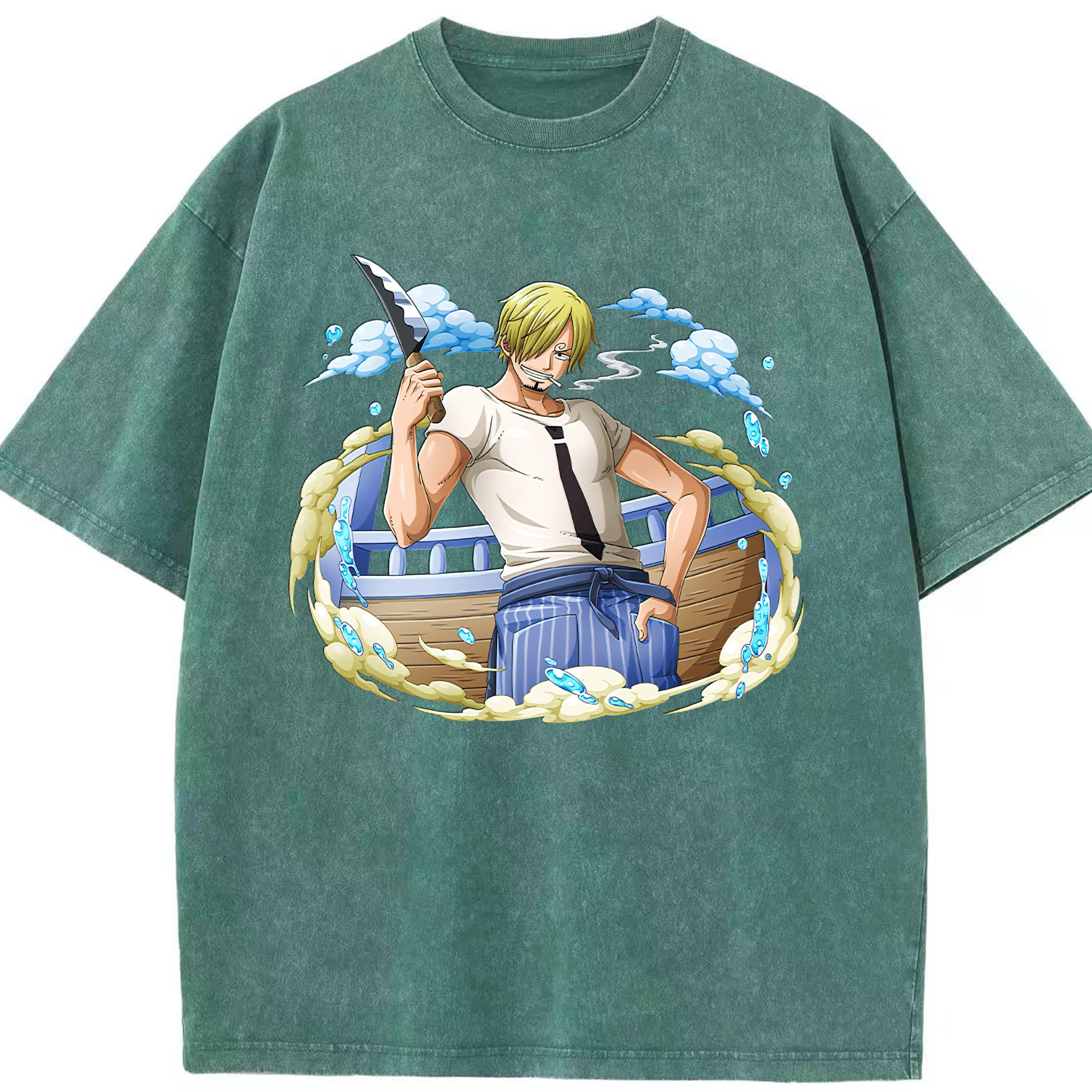 （画像用） ワンピース サンジ ONE PIECE Sanji 綿100% ヴィンテージ風 半袖Tシャツ（フロントプリント）